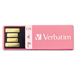 Verbatim America, LLC 97549 Clip-It USB 2.0 Flash Drive, 4GB, Pink by VERBATIM CORPORATION