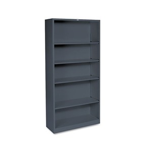 HON COMPANY S72ABCS Metal Bookcase, Five-Shelf, 34-1/2w x 12-5/8d x 71h, Charcoal by HON COMPANY
