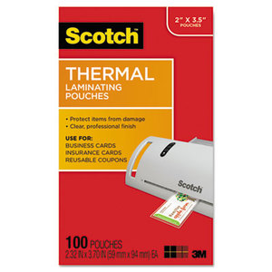 Business Card Size Thermal Laminating Pouches, 5 mil, 3 3/4 x 2 3/8, 100/Pack by 3M/COMMERCIAL TAPE DIV.