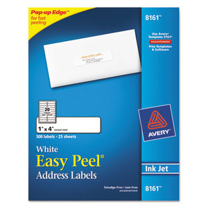 Avery 8161 Easy Peel Inkjet Address Labels, 1 x 4, White, 500/Pack by AVERY-DENNISON