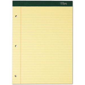 Double Docket Ruled Pads, 8 1/2 x 11 3/4, Canary, 100 Sheets, 6 Pads/Pack by TOPS BUSINESS FORMS
