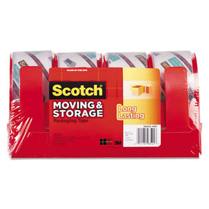 3M 3650S-4RD Moving & Storage Tape, 1.88" x 38.2yds, 3" Core, Clear, 4 Rolls/Pack by 3M/COMMERCIAL TAPE DIV.