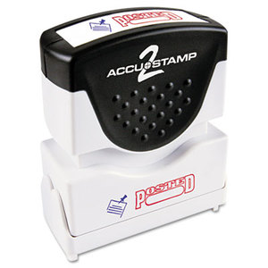 Accustamp2 Shutter Stamp with Microban, Red/Blue, POSTED, 1 5/8 x 1/2 by CONSOLIDATED STAMP
