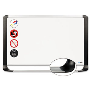 Porcelain Magnetic Dry Erase Board, 24x36, White/Silver by BI-SILQUE VISUAL COMMUNICATION PRODUCTS INC