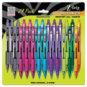 ZEBRA PEN CORPORATION 12271 Z-Grip Retractable Ballpoint Pen, Assorted Ink, Medium Point, 24/Pack by ZEBRA PEN CORP.