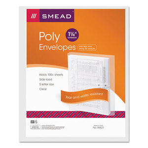 SMEAD MANUFACTURING COMPANY 89521 Poly String & Button Booklet Envelope, 11 5/8 x 9 3/4 x 1 1/4, Clear, 5/Pack by SMEAD MANUFACTURING CO.