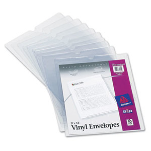 Avery 74804 Top-Load Clear Vinyl Envelopes w/Thumb Notch, 8 1/2 x 11, Clear, 10/Pack by AVERY-DENNISON