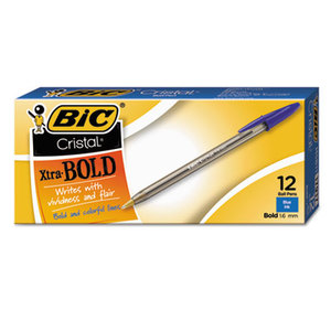 BIC MSB11-BE Cristal Xtra Bold Ballpoint Pen, Blue Ink, 1.6mm, Bold, Dozen by BIC CORP.