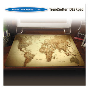 E.S. ROBBINS 119066 Trendsetter World Map Desk Pad, 24 x 19, Golden by E.S. ROBBINS