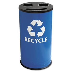 EXCELL METAL PRODUCTS CO RC1528-3 RBL Round Three-Compartment Recycling Container, Steel, 14gal, Blue/Black by EXCELL METAL PRODUCTS CO