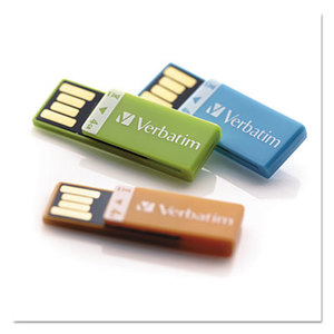 Verbatim America, LLC 97563 Clip-It USB 2.0 Flash Drive, 4GB, Blue/Green/Orange, 3/Pack by VERBATIM CORPORATION