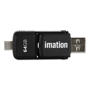 2-in-1 Micro USB Flash Drive, 64GB, Black by IMATION
