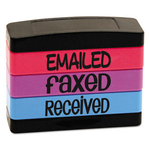 Stack Stamp, EMAILED, FAXED, RECEIVED, 1 13/16 x 5/8, Assorted Fluorescent Ink by U. S. STAMP & SIGN