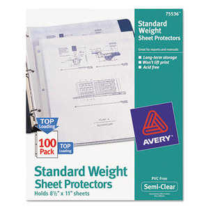 Avery 75536 Top-Load Sheet Protector, Standard, Letter, Semi-Clear, 100/Box by AVERY-DENNISON