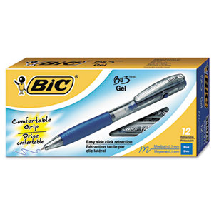 BIC RBU311-BE BU3 Retractable Gel Roller Ball Pen, Medium, .7mm, Blue by BIC CORP.