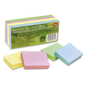 Redi-Tag Corporation 25701 100% Recycled Notes, 1 1/2 x 2, Four Pastel Colors, 12 100-Sheet Pads/Pack by REDI-TAG CORPORATION