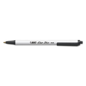 BIC CSM11 BLK Clic Stic Ballpoint Retractable Pen, Black Ink, 1mm, Medium, Dozen by BIC CORP.