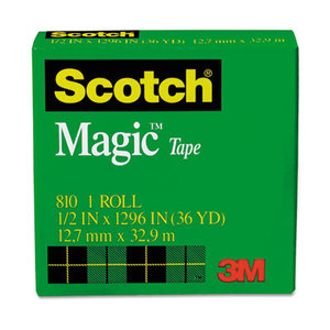 3M 810121296 Magic Tape, 1/2" x 1296", 1" Core, Clear by 3M/COMMERCIAL TAPE DIV.