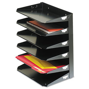 MMF INDUSTRIES 2646HBK Steelmaster Multi-Tier Horizontal Letter Organizers, Six Tier, Steel, Black by MMF INDUSTRIES