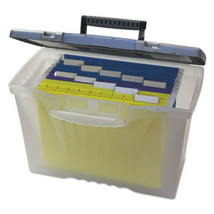 Portable File Storage Box w/Organizer Lid, Letter/Legal, Clear by STOREX