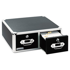 Vaultz Locking 6 x 4 Two-Drawer Index Card Box, 3000-Card Capacity, Black by IDEASTREAM CONSUMER PRODUCTS