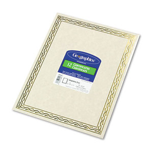 Foil Stamped Award Certificates, 8-1/2 x 11, Gold Serpentine Border, 12/Pack by GEOGRAPHICS