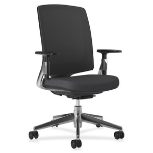 Lota Series Mesh Mid-Back Work Chair, Black Fabric, Polished Aluminum Base by HON COMPANY