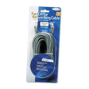 FastCAT 5e Snagless Patch Cable, RJ45 Connectors, 25 ft., Gray by BELKIN COMPONENTS