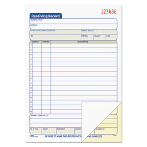 Receiving Record Book, 5 1/2 x 7 7/8, Two-Part Carbonless, 50 Sets/Book by TOPS BUSINESS FORMS