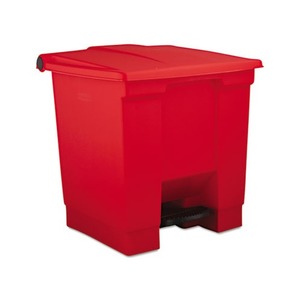 RUBBERMAID COMMERCIAL PROD. RCP 6143 RED Indoor Utility Step-On Waste Container, Square, Plastic, 8gal, Red by RUBBERMAID COMMERCIAL PROD.