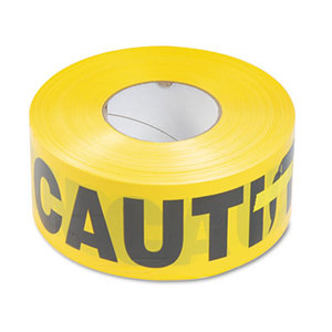 Caution Barricade Safety Tape, Yellow, 3w x 1000ft Roll by TATCO