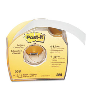 3M 658 Labeling & Cover-Up Tape,, Non-Refillable, 1" x 700" Roll by 3M/COMMERCIAL TAPE DIV.