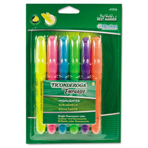 Emphasis Desk Style Highlighter, Chisel Tip, 6/Set by DIXON TICONDEROGA CO.