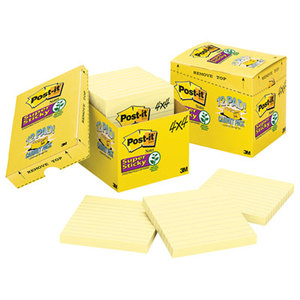 3M 675-12SSCP Canary Yellow Note Pads, 4 x 4, Lined, 90/Pad, 12 Pads/Pack by 3M/COMMERCIAL TAPE DIV.