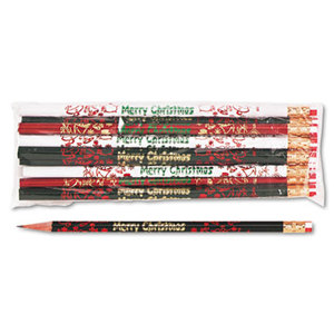 Moon Products 7921B Decorated Wd Pencil, Merry Christmas, #2, BLK/GN/RD/WE Brl, Dozen by MOON PRODUCTS
