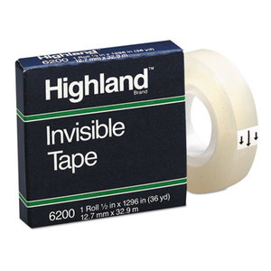 3M 6200121296 Invisible Permanent Mending Tape, 1/2" x 1296", 1" Core, Clear by 3M/COMMERCIAL TAPE DIV.