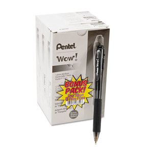 PENTEL OF AMERICA BK440ASW-US WOW! Retractable Ballpoint Pen, 1mm, Black Barrel, Black Ink, 36/Pack by PENTEL OF AMERICA