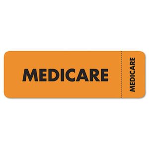 TABBIES MAP3080 Medical Labels for Medicare, 1 x 3, Fluorescent Orange, 250/Roll by TABBIES