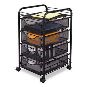 Onyx Mesh Mobile File With Four Supply Drawers, 15-3/4w x 17d x 27h, Black by SAFCO PRODUCTS