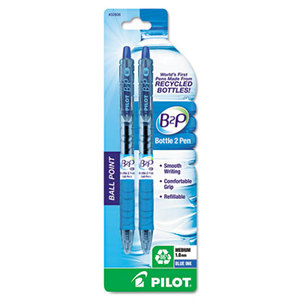 Pilot Corporation 32806 B2P Bottle-2-Pen Recycled Retractable Ball Point Pen, Blue Ink, 1mm, 2/Pack by PILOT CORP. OF AMERICA