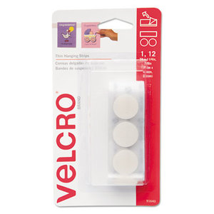 Removable Hook & Loop Fasteners, 5ft tape & 12 Coins (7/8"), White by VELCRO USA, INC.