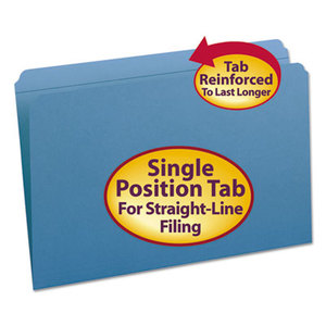 SMEAD MANUFACTURING COMPANY 17010 File Folders, Straight Cut, Reinforced Top Tab, Legal, Blue, 100/Box by SMEAD MANUFACTURING CO.