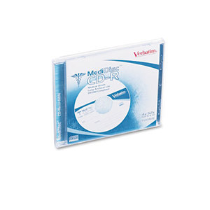 Medical Grade CD-R Disc, 700MB/80min, 52x, w/Jewel Case, White by VERBATIM CORPORATION