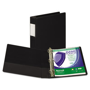 SAMSILL CORPORATION 16350 Clean Touch Antimicrobial Locking D-Ring Binder, 11 x 8-1/2, 1-1/2" Cap, Black by SAMSILL CORPORATION