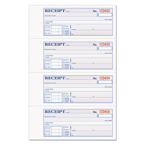 Money/Rent Receipt Books, 2-3/4 x 7 1/8, Three-Part Carbonless, 100 Sets/Book by TOPS BUSINESS FORMS