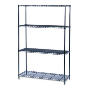 Safco Products 5291BL Industrial Wire Shelving Starter Kit, Four-Shelf, 48w x 18d x 72h, Black by SAFCO PRODUCTS