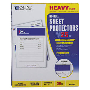 C-Line Products, Inc 62907 Top-Load No-Hole Polypropylene Sheet Protector, Heavyweight, Clear, 2", 25/Box by C-LINE PRODUCTS, INC