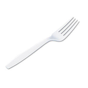 Plastic Cutlery, Heavyweight Forks, White, 1000/Carton by DIXIE FOOD SERVICE
