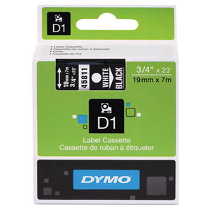 DYMO 45811 D1 Polyester High-Performance Removable Label Tape, 3/4in x 23ft, White on Black by DYMO