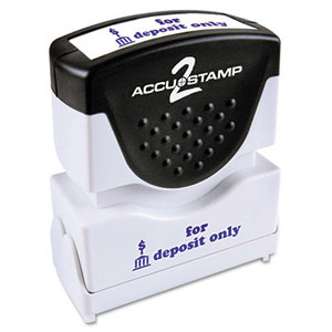 Consolidated Stamp Manufacturing Company 035601 Accustamp2 Shutter Stamp with Microban, Blue, FOR DEPOSIT ONLY, 1 5/8 x 1/2 by CONSOLIDATED STAMP